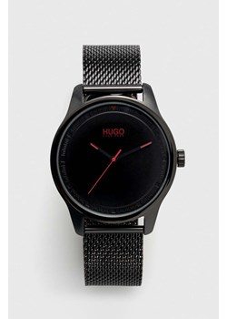 HUGO zegarek męski kolor czarny ze sklepu ANSWEAR.com w kategorii Zegarki - zdjęcie 168163812