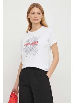 Pepe Jeans t-shirt bawełniany Ines damski kolor biały ze sklepu ANSWEAR.com w kategorii Bluzki damskie - zdjęcie 168164563