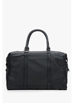 Estro: Czarna męska torba podróżna ze skóry naturalnej ze sklepu Estro w kategorii Torby podróżne - zdjęcie 168165332