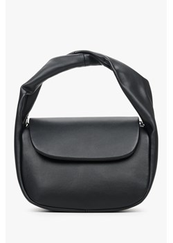 Estro: Mała torebka damska do ręki w kolorze czarnym ze skóry naturalnej ze sklepu Estro w kategorii Torebki hobo - zdjęcie 168165552