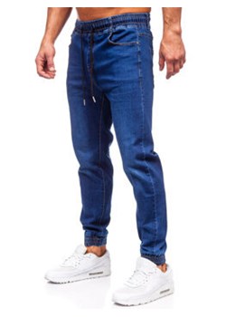 Granatowe spodnie jeansowe joggery męskie Denley 8125 ze sklepu Denley w kategorii Jeansy męskie - zdjęcie 168181030