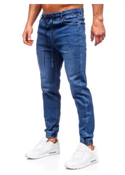 Granatowe spodnie jeansowe joggery męskie Denley 8122 ze sklepu Denley w kategorii Jeansy męskie - zdjęcie 168181033