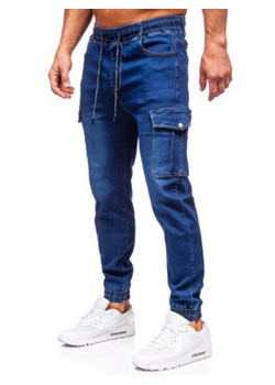 Granatowe spodnie jeansowe joggery bojówki męskie Denley 8123 ze sklepu Denley w kategorii Jeansy męskie - zdjęcie 168181040