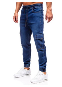 Granatowe spodnie jeansowe joggery bojówki męskie Denley 8101 ze sklepu Denley w kategorii Jeansy męskie - zdjęcie 168181043
