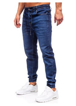 Granatowe spodnie jeansowe joggery męskie Denley 9091 ze sklepu Denley w kategorii Jeansy męskie - zdjęcie 168181050