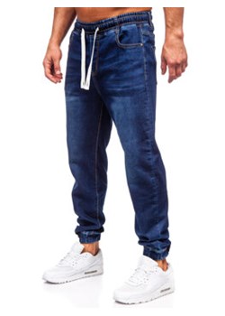 Granatowe spodnie jeansowe joggery męskie Denley 8116 ze sklepu Denley w kategorii Jeansy męskie - zdjęcie 168181051