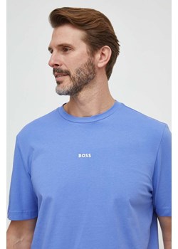 BOSS t-shirt BOSS ORANGE męski kolor niebieski gładki 50473278 ze sklepu ANSWEAR.com w kategorii T-shirty męskie - zdjęcie 168184622