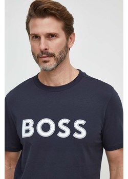 Boss Green t-shirt bawełniany męski kolor niebieski z aplikacją ze sklepu ANSWEAR.com w kategorii T-shirty męskie - zdjęcie 168184660