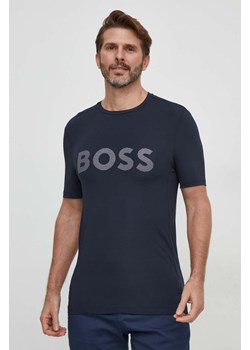 Boss Green t-shirt męski kolor niebieski z nadrukiem ze sklepu ANSWEAR.com w kategorii T-shirty męskie - zdjęcie 168184664