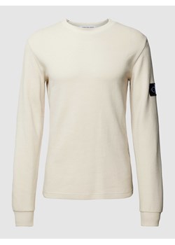 Bluzka z bawełny z długim rękawem i fakturowanym wzorem model ‘WAFFLE’ ze sklepu Peek&Cloppenburg  w kategorii T-shirty męskie - zdjęcie 168186722