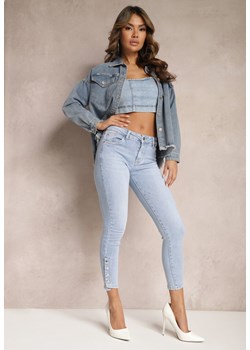 Jasnoniebieskie Elastyczne Jeansy Skinny z Napami Firolla ze sklepu Renee odzież w kategorii Jeansy damskie - zdjęcie 168209260