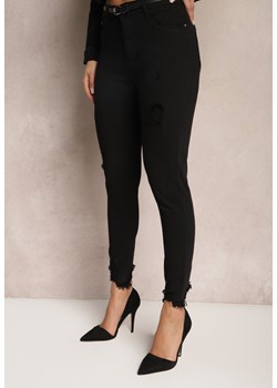 Czarne Jeansy z Przetarciami o Kroju Skinny Jordella ze sklepu Renee odzież w kategorii Jeansy damskie - zdjęcie 168209303