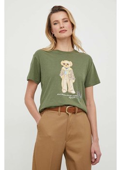 Polo Ralph Lauren t-shirt bawełniany damski kolor zielony ze sklepu ANSWEAR.com w kategorii Bluzki damskie - zdjęcie 168210254