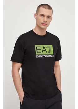 EA7 Emporio Armani t-shirt bawełniany męski kolor czarny z nadrukiem ze sklepu ANSWEAR.com w kategorii T-shirty męskie - zdjęcie 168210514