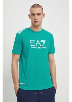 EA7 Emporio Armani t-shirt męski kolor zielony z nadrukiem ze sklepu ANSWEAR.com w kategorii T-shirty męskie - zdjęcie 168210524