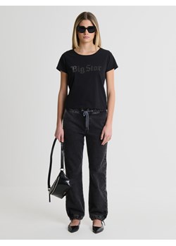 Koszulka damska z krótkim rękawem z logo BIG STAR z cyrkoniami czarna Avrora 906 ze sklepu Big Star w kategorii Bluzki damskie - zdjęcie 168217754