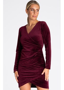 Welurowa sukienka mini bordowa M963, Kolor bordowy, Rozmiar L, Figl ze sklepu Primodo w kategorii Sukienki - zdjęcie 168227051