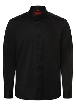 Finshley & Harding Koszula męska - Łatwe prasowanie Mężczyźni Slim Fit Bawełna czarny jednolity ze sklepu vangraaf w kategorii Koszule męskie - zdjęcie 168238004