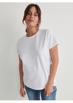 Reserved - T-shirt z bawełny - złamana biel ze sklepu Reserved w kategorii Bluzki ciążowe - zdjęcie 168243941