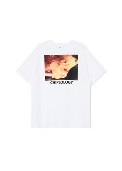Cropp - Biały t-shirt z fotoprintem - biały ze sklepu Cropp w kategorii Bluzki damskie - zdjęcie 168245832