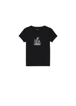 Cropp - Czarna koszulka z motywem płomieni - czarny ze sklepu Cropp w kategorii Bluzki damskie - zdjęcie 168246090