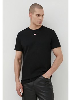 Diesel t-shirt bawełniany T-DIEGOR-D męski kolor czarny z aplikacją ze sklepu ANSWEAR.com w kategorii T-shirty męskie - zdjęcie 168246212