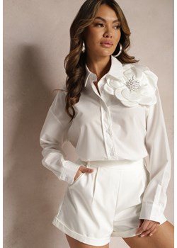 Biała Klasyczna Koszula z Aplikacją 3D z Kwiatowym Motywem Xirena ze sklepu Renee odzież w kategorii Koszule damskie - zdjęcie 168246964