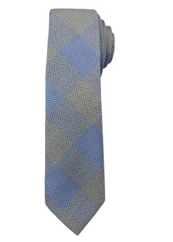Męski Krawat Alties - Popielato-niebieski w Duże Kwadraty KRALTS0146 ze sklepu JegoSzafa.pl w kategorii Krawaty - zdjęcie 168250193