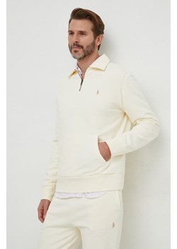 Polo Ralph Lauren bluza bawełniana męska kolor beżowy gładka ze sklepu ANSWEAR.com w kategorii Bluzy męskie - zdjęcie 168250300