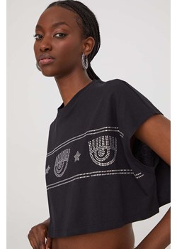 Chiara Ferragni t-shirt bawełniany LOGOMANIA damski kolor czarny 76CBHG04 ze sklepu ANSWEAR.com w kategorii Bluzki damskie - zdjęcie 168250740