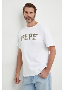 Pepe Jeans t-shirt bawełniany ROLF TEE męski kolor biały z nadrukiem PM509228 ze sklepu ANSWEAR.com w kategorii T-shirty męskie - zdjęcie 168256472