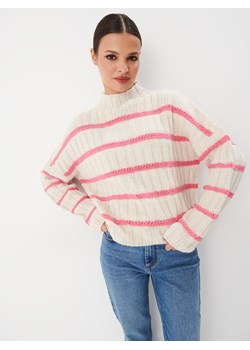 Mohito - Sweter w różowe paski - beżowy ze sklepu Mohito w kategorii Swetry damskie - zdjęcie 168266372