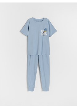 Reserved - Bawełniana piżama z nadrukiem - niebieski ze sklepu Reserved w kategorii Piżamy dziecięce - zdjęcie 168267182
