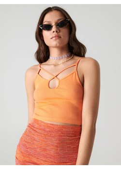 Sinsay - Crop top w prążki - pomarańczowy ze sklepu Sinsay w kategorii Bluzki damskie - zdjęcie 168268943