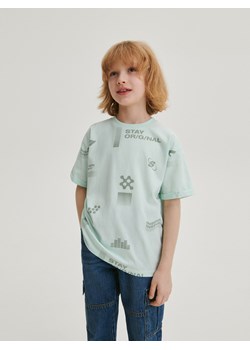 Reserved - T-shirt oversize - jasnoturkusowy ze sklepu Reserved w kategorii T-shirty chłopięce - zdjęcie 168271022