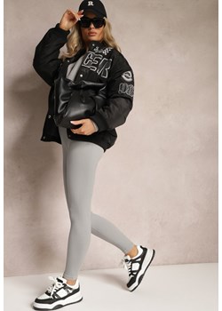 Szare Legginsy Prążkowane z Efektem Push-Up High Waist Firale ze sklepu Renee odzież w kategorii Spodnie damskie - zdjęcie 168279072