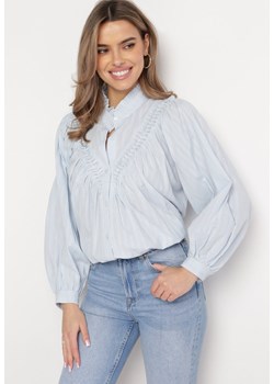Jasnoniebieska Koszula Oversize Megona ze sklepu Born2be Odzież w kategorii Koszule damskie - zdjęcie 168279160