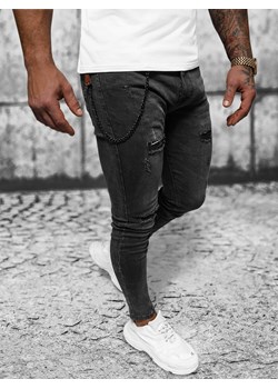 Spodnie jeansowe męskie czarne OZONEE DR/TF218 ze sklepu ozonee.pl w kategorii Jeansy męskie - zdjęcie 168279892
