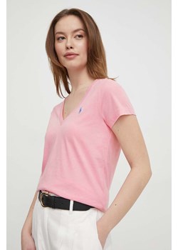 Polo Ralph Lauren t-shirt bawełniany kolor różowy ze sklepu ANSWEAR.com w kategorii Bluzki damskie - zdjęcie 168286992