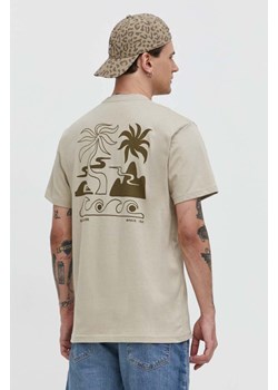 Quiksilver t-shirt bawełniany męski kolor beżowy z nadrukiem ze sklepu ANSWEAR.com w kategorii T-shirty męskie - zdjęcie 168287230