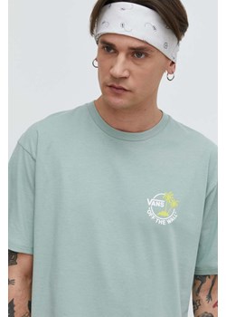 Vans t-shirt bawełniany męski kolor zielony gładki ze sklepu ANSWEAR.com w kategorii T-shirty męskie - zdjęcie 168287240