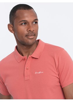 Koszulka polo z dzianiny pique - koralowa V6 S1746 ze sklepu ombre w kategorii T-shirty męskie - zdjęcie 168287992