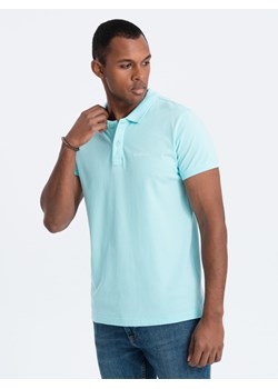 Koszulka polo z dzianiny pique - błękitna V2 S1746 ze sklepu ombre w kategorii T-shirty męskie - zdjęcie 168288010