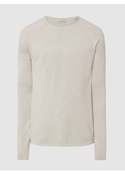 Sweter z dzianiny z naszywką z logo model ‘HILL’ ze sklepu Peek&Cloppenburg  w kategorii Swetry męskie - zdjęcie 168295470
