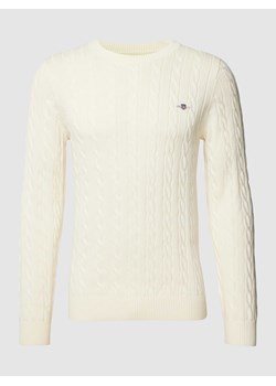 Sweter z dzianiny z bawełny z detalem z logo ze sklepu Peek&Cloppenburg  w kategorii Swetry męskie - zdjęcie 168298513