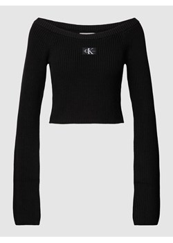 Bluzka krótka z długim rękawem i detalem z logo ze sklepu Peek&Cloppenburg  w kategorii Swetry damskie - zdjęcie 168308721