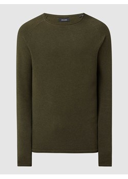 Sweter z dzianiny z naszywką z logo model ‘HILL’ ze sklepu Peek&Cloppenburg  w kategorii Swetry męskie - zdjęcie 168318140
