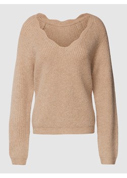 Sweter z dzianiny z dekoltem w serek ze sklepu Peek&Cloppenburg  w kategorii Swetry damskie - zdjęcie 168325891