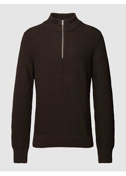 Sweter z dzianiny ze stójką i zamkiem błyskawicznym model ‘THIM’ ze sklepu Peek&Cloppenburg  w kategorii Swetry męskie - zdjęcie 168333694