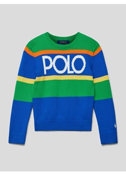 Sweter z dzianiny z nadrukiem z logo ze sklepu Peek&Cloppenburg  w kategorii Swetry chłopięce - zdjęcie 168338740